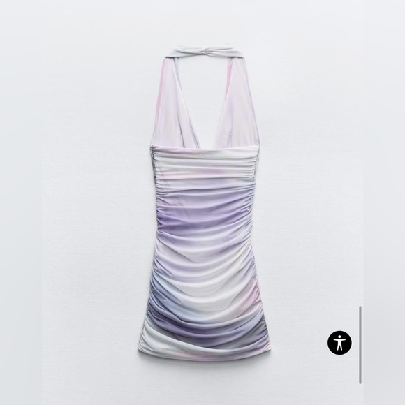 Zara draped printed tulle mini dress - Picture 5 of 10